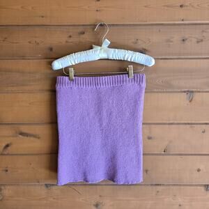 Beige Botany Skirt Mini Knit Sweater Purple Pull On Bodycon NWT M Soft Stretchy